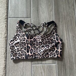 Leopard Print Strappy Sports Bra